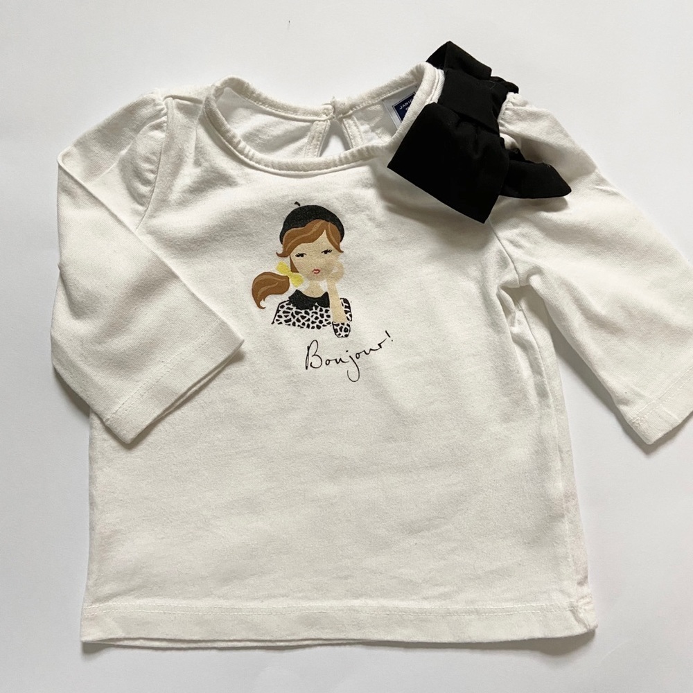 Janie and Jack Bonjour Paris Long Sleeve Cotton Top